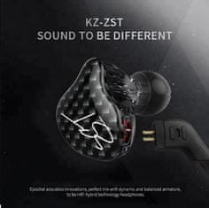 KZ ZST hybridní HiFi sluchátka do uší, černé
