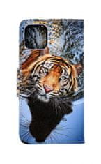 TopQ Pouzdro iPhone 11 knížkové Hnědý tygr 63731