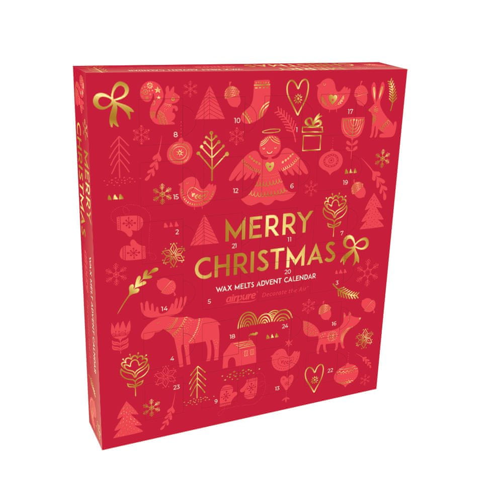 Airpure Adventní kalendář Merry Christmas RED - vonné vosky 24 různých vůní - rozbaleno