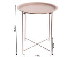 KONDELA Příruční stolek s odnímatelnou tácem, nude růžová, RENDER
