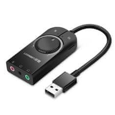 Ugreen CM129 USB externí zvuková karta 15cm, černá