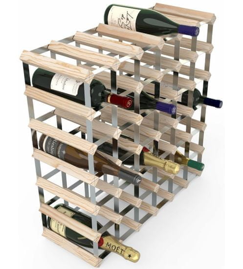 RTA Global Stojan na víno na 42 lahví, přírodní borovice - pozinkovaná ocel / rozložený