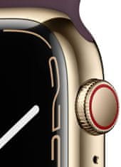 Apple Watch Series 7 Cellular, 45mm Gold Stainless Steel Case Dark Cherry Sport Band MKJX3HC/A