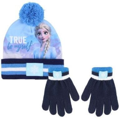 Disney dívčí modrý set čepice a rukavic Frozen II 2200007928