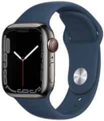 Apple Watch Series 7 Cellular, 41mm Graphite Stainless Steel Case Abyss Blue Sport Band MKJ13HC/A