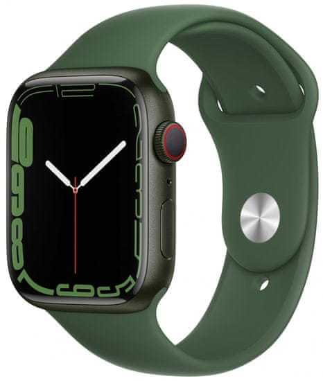 Apple Watch Series 7 Cellular, 45mm Green Aluminium Case Clover Sport Band MKJR3HC/A
