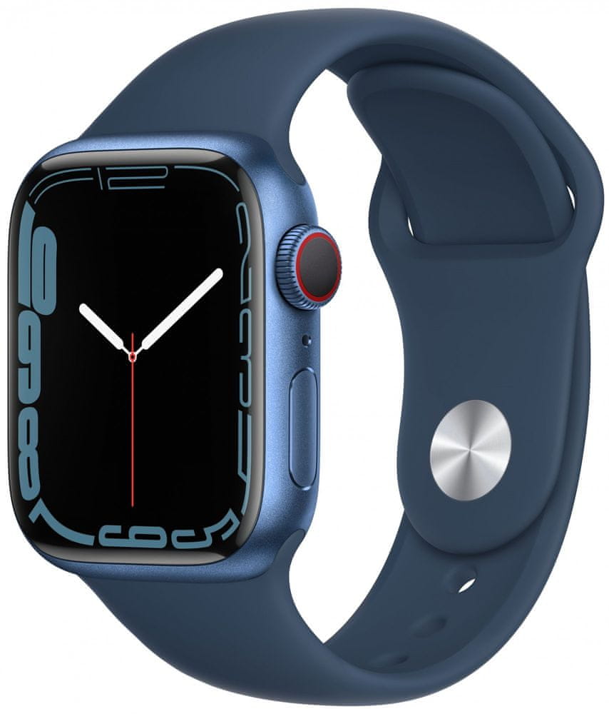 Apple Watch Series 7 Cellular, 41mm Blue Aluminium Case Abyss Blue Sport Band MKHU3HC/A