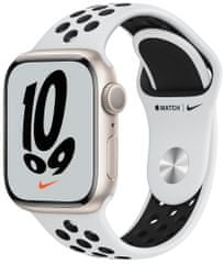 Apple Watch Nike Series 7 , 41mm Starlight Aluminium Case Pure Platinum/Black Nike Sport Band MKN33HC/A
