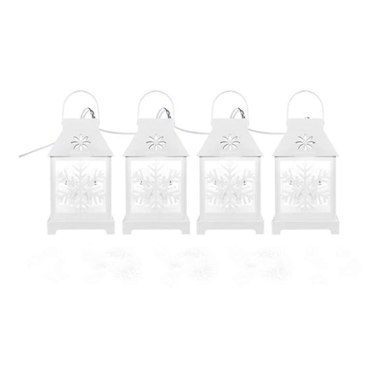 Emos LED vánoční girlanda - bílé lucerny s vločkami, studená bílá - rozbaleno
