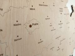 MAJA DESIGN Dřevěná MAPA ČESKÉ REPUBLIKY s okresními městy MINI