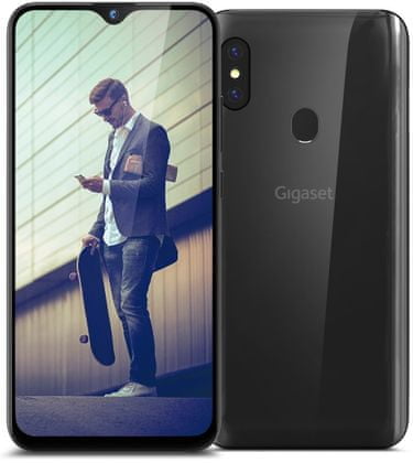 Gigaset GS290 inteligentný telefón výkonný procesor čítačka odtlačkov prstov odomykanie tvárou LTE pripojenie Wi-Fi slot na pamäťovú kartu duálny fotoaparát Android 9.0 dostupný, elegantný HD+ displej dotykový displej GPS Android 10 hĺbková kamera 16MPx selfie kamera