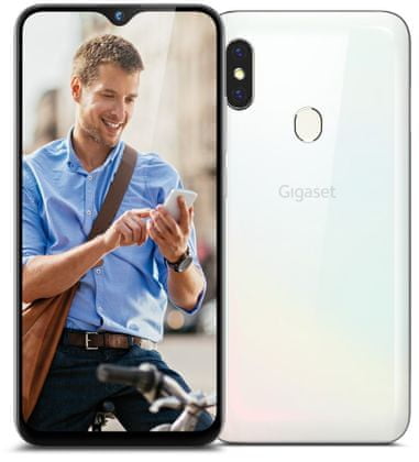Gigaset GS290 chytrý telefon výkonný procesr čtečka otisku prstů odemykání obličejem LTE připojení Wi-Fi slot na paměťovou kartu duální fotoaparát Android 9.0 dostupný, elegantní HD+ displej dotykový displej GPS Android 10 hloubková kamera 16Mpx selfie kamera