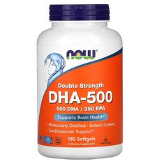 NOW DHA 500 mg / EPA 250 mg, 180 softgel kapslí