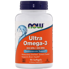 NOW Ultra Omega 3, 500 EPA/250 DHA, 90 softgel kapslí