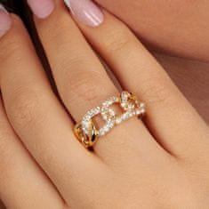 Morellato Elegantní pozlacený prsten s krystaly Incontri SAUQ110 (Obvod 52 mm)