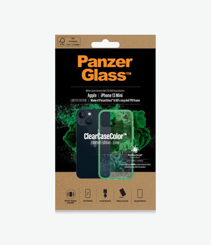 Levně PanzerGlass ClearCaseColor pro Apple iPhone 13 mini 0329, zelené - zánovní