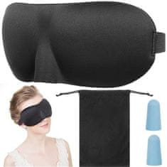 RS Maska na spaní 3D + špunty do uší černá