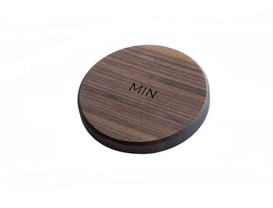 MIN Bezdrátová nabíječka MIN PAD Premium - Ořechové dřevo a bílý kabel