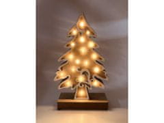 commshop Dřevěná svítící dekorace - Vánoční strom (33 cm)