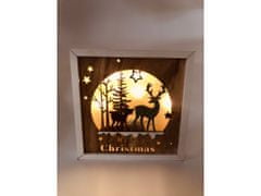 commshop Dřevěná svítící dekorace Merry Christmas - Jelen a koloušek