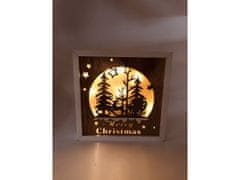 commshop Dřevěná svítící dekorace Merry Christmas - Santa Claus na saních