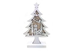 commshop Dřevěný svítící strom - Santa Claus na saních - 46 cm
