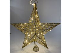 commshop Vánoční svítící dekorace - Hvězda 32 cm (zlatá se třpytkami)