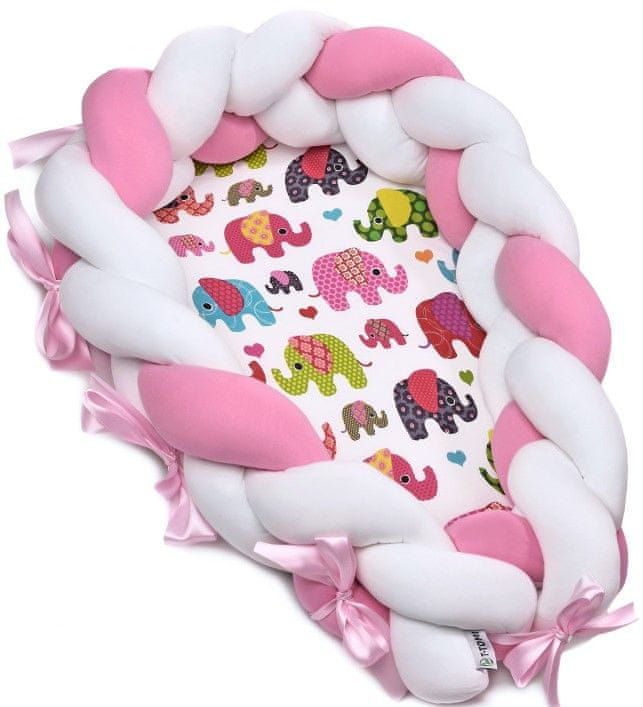 T-Tomi Pletené hnízdečko 2v1, pink elephant