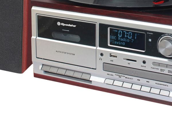  Moderný gramofón s 3 rýchlosťami prehrávania platní Bluetooth lcd displej aux in cd mechanika fm rádio dab tuner nahrávanie na usb digitalizácia platní 