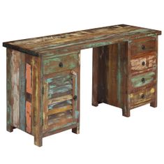 Greatstore Psací stůl se skříňkami masivní recyklované dřevo 140x50x77 cm