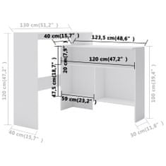 shumee Barový stůl se 2 stolními deskami bílý 130 x 40 x 120 cm