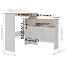 Greatstore Barový stůl se 2 stolními deskami bílý a dub 130 x 40 x 120 cm