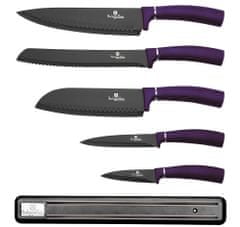 Berlingerhaus Sada nožů s magnetickým držákem 6 ks Purple Metallic Line BH-2681