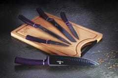 Berlingerhaus Sada nožů s nepřilnavým povrchem + prkénko 6 ks Purple Metallic Line