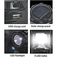 Alum online Nabíjecí, solární, výsuvná kempingová lampa s USB portem
