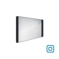 NIMCO Černé zrcadlo do koupelny 100x60 s osvětlením, černým rámem, dotykový senzor NIMCO ZPC 42004V-90