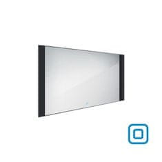 NIMCO Černé zrcadlo do koupelny 120x65 s osvětlením, černým rámem, dotykový senzor NIMCO ZPC 41006V-90