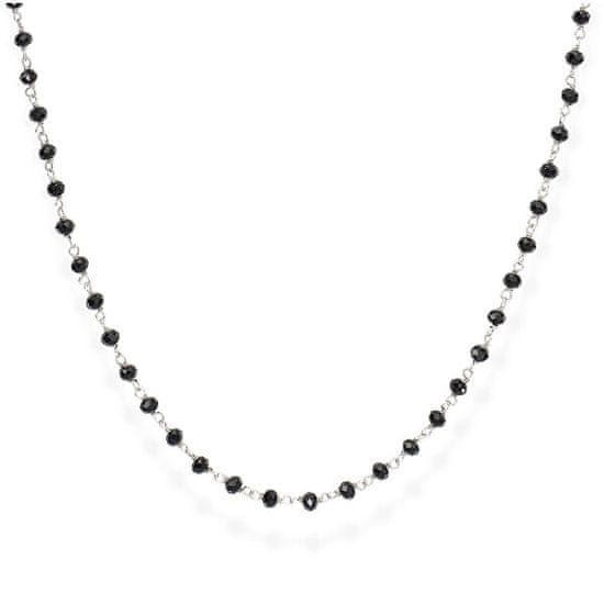 Amen Nadčasový stříbrný náhrdelník s černými krystaly Romance CLBN