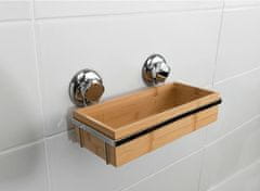 Compactor Bambusová polička na koupelnové doplňky na zeď Bestlock SPA Bamboo s přísavkou