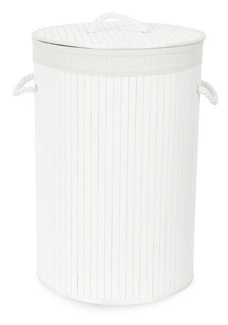 Levně Compactor Bambusový koš na prádlo s víkem Bamboo - kulatý, bílý, 40 x v.60 cm