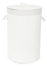 Compactor Bambusový koš na prádlo s víkem Bamboo - kulatý, bílý, 40 x v.60 cm - rozbaleno