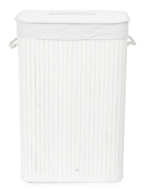 Levně Compactor Bambusový koš na prádlo s víkem Bamboo - obdélníkový, bílý, 40 x 30 x v.60 cm