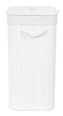 Compactor Bambusový koš na prádlo s víkem Bamboo - obdélníkový, bílý, 40 x 30 x v.60 cm