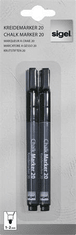 Sigel Křídový popisovač, černá, 1 - 2 mm, kuželový hrot, tekutý, GL177