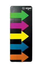 Sigel Samolepicí záložky ve tvaru šipky "Arrows", 5x25 lístků, 25x45 mm, mix barev, SIGEL