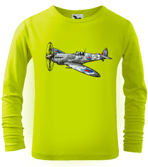Hobbytriko Dětské tričko s letadlem - Spitfire (dlouhý rukáv) Barva: Limetková (62), Velikost: 6 let / 122 cm, Délka rukávu: Dlouhý rukáv