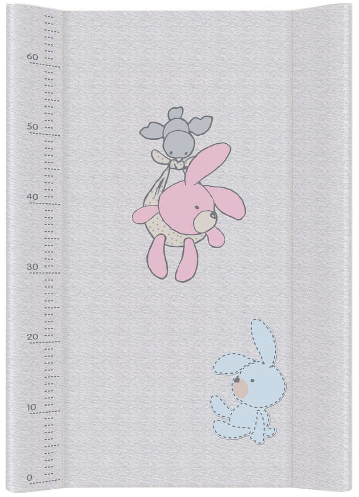 Ceba Baby Podložka přebalovací 2-hranná s pevnou deskou (50x70) Comfort Zajíčci šedé