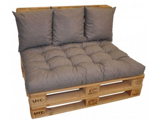 FORLIVING Sada polstrů EASY na paletový nábytek - šedý MELÍR (1x polstr 120x80cm + 3x polštář 45x45cm)