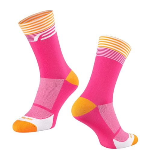 Force Cyklistické ponožky STREAK, barva růžová/oranžová - velikost 36-41