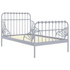 Vidaxl Prodloužitelný rám postele šedý kov 80 x 130/200 cm